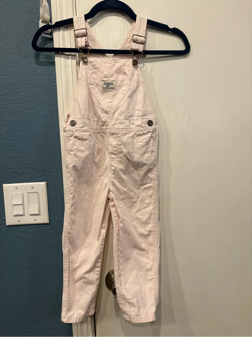 OshKosh B'gosh Light Pink Heart Bib Overalls 4T